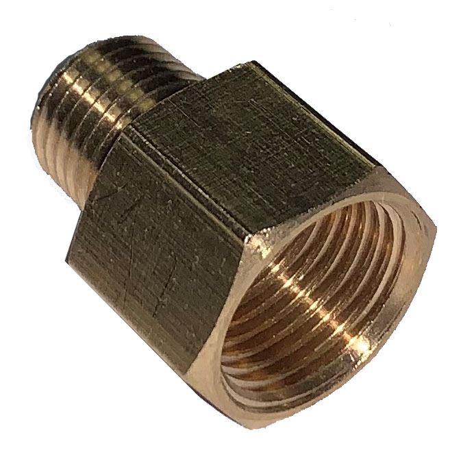 Hose outlet adapter, 1/4" BSP male to 3/8" NPT Female (brass)