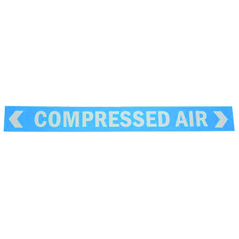 COMPRESSED AIR LABEL,  BLUE, cut off unused direction arrow during installation,  1" x 7-1/2", EACH