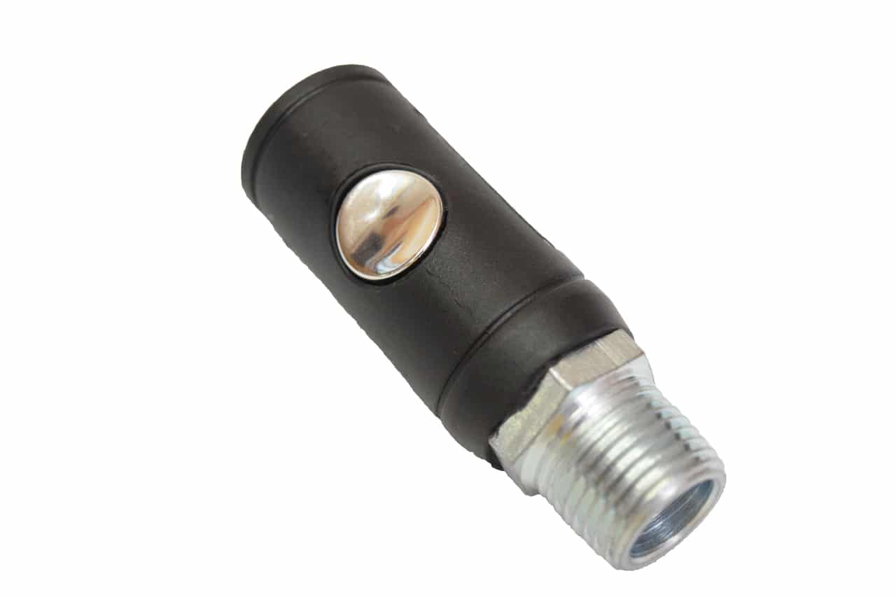 COUPLER,  1/2" MALE NPT THREAD, SAFETY PUSH BUTTON, INDUSTRIAL STYLE, 30 CFM BODY