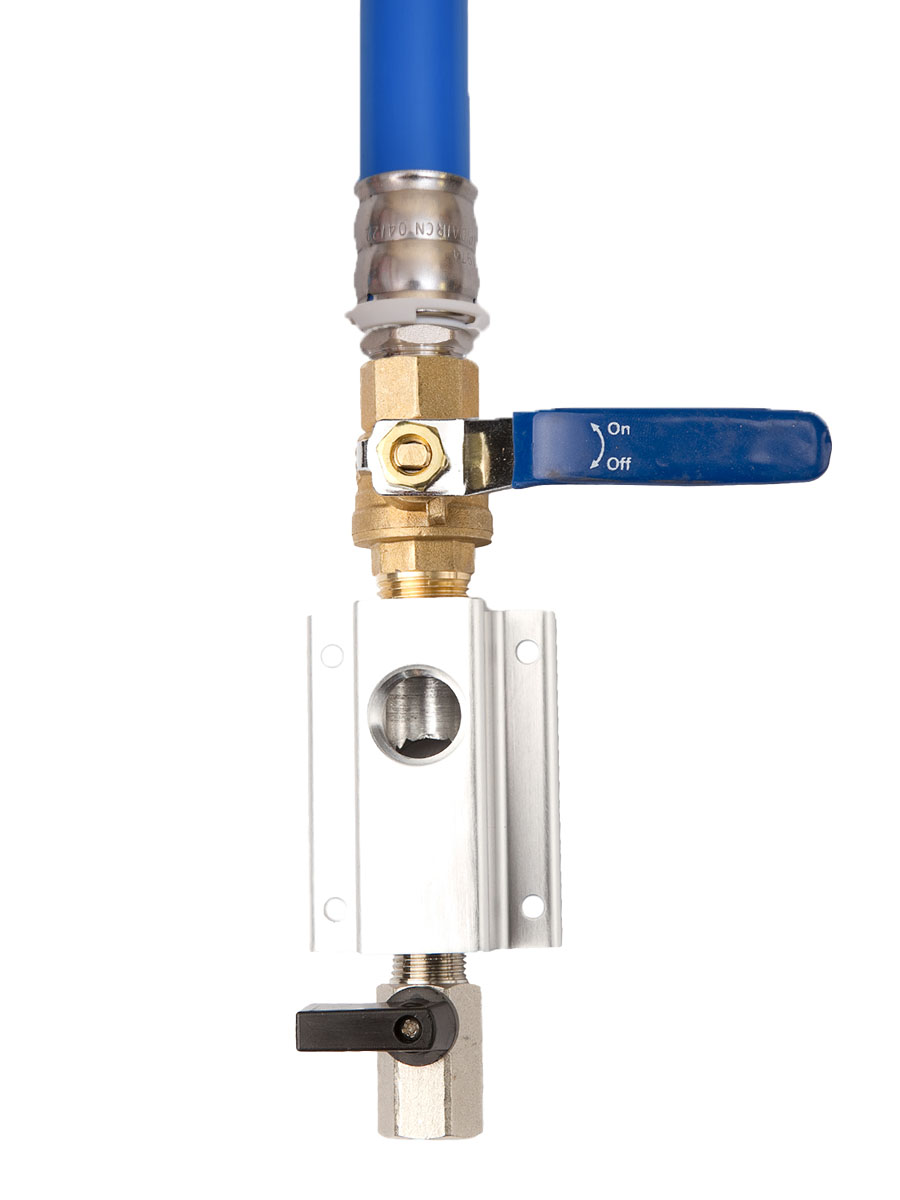3/4" SINGLE PORT OUTLET, 1/2" NPT OUTLET PORT, WITH SHUTOFF  , COMPRESSED FLEXIBLE TUBING
