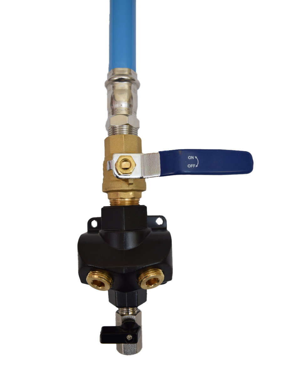 1" MULTI PORT OUTLET, 1/2" NPT PORT (4X), W SHUTOFF , COMPRESSED FLEXIBLE TUBING